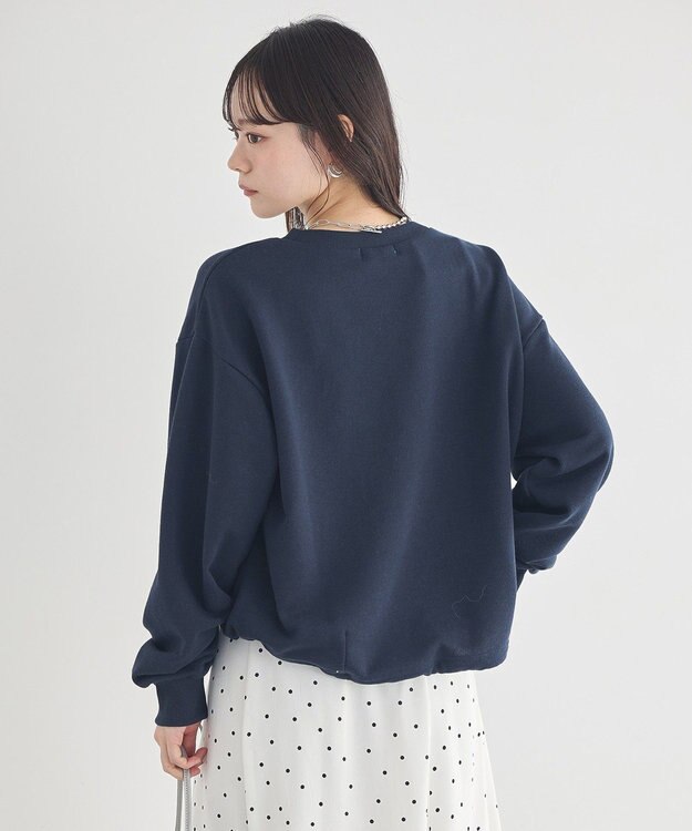 earth music&ecology 【裏毛】アソートロゴウラケドロストプルオーバー Navy