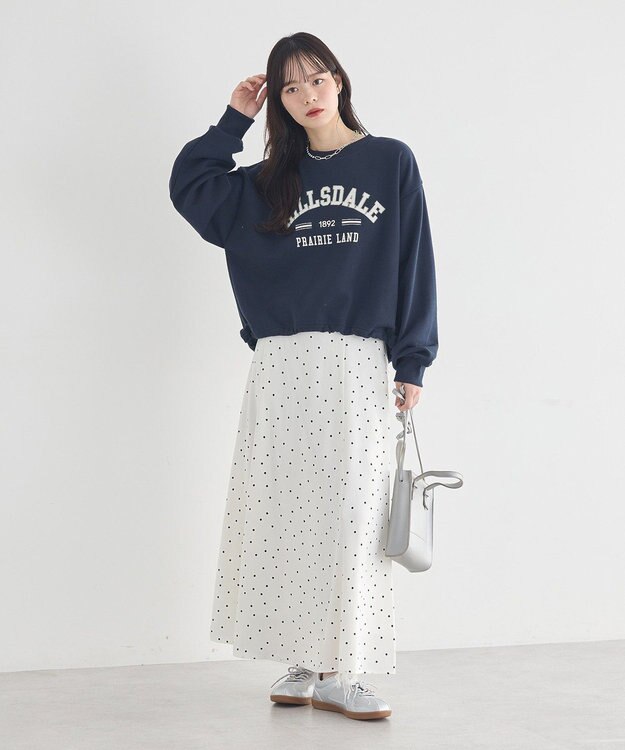 earth music&ecology 【裏毛】アソートロゴウラケドロストプルオーバー Navy