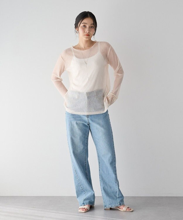 YECCA VECCA 袖レースシアートップス Ivory