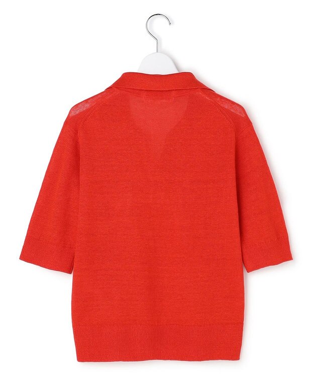 23区 【先行予約】ピュアリネン スキッパー ポロニット レッド系