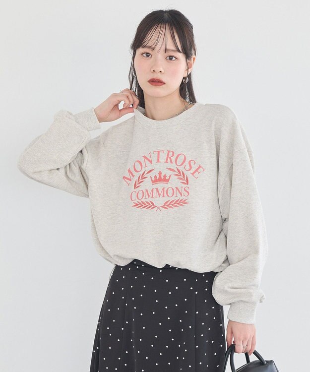 earth music&ecology 【裏毛】アソートロゴウラケドロストプルオーバー Oatmeal