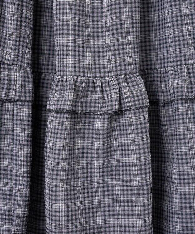 WEGO 【ウエストゴム】フリルティアードボリュームスカート グレーチェック1