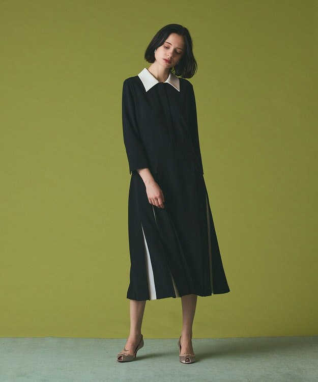 GRACE CONTINENTAL クレリックバイカラーワンピース ブラック
