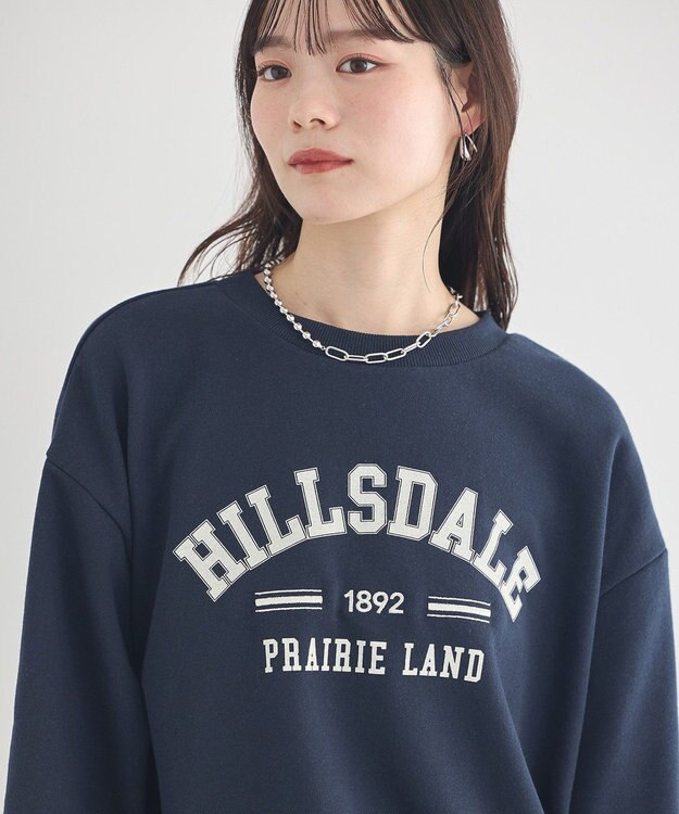 earth music&ecology 【裏毛】アソートロゴウラケドロストプルオーバー Navy