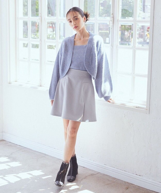 earth music&ecology ＳＥＴ２点スパンコールニットボレロ×タンク Blue