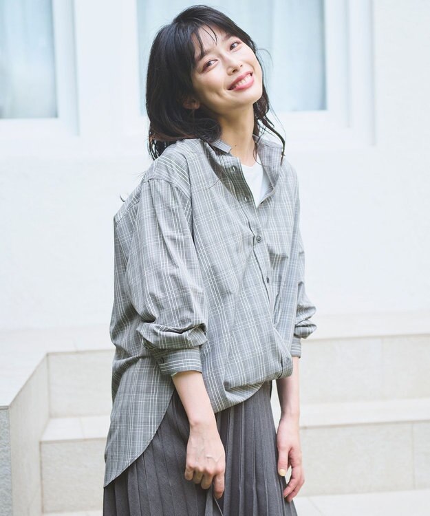 ANY 【UVカット/抗菌防臭/速乾】エニィファンクション　カシュクールシャツ グレンチェック