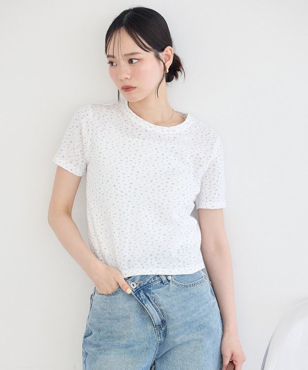 earth music&ecology アイレットミニ裏毛Tシャツ Off White