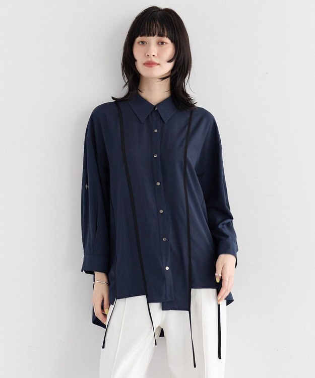 YECCA VECCA ストリングデザインシャツ Navy
