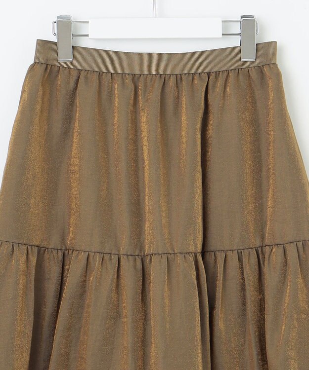 自由区 【洗える】ブライトシアーシャンブレー スカート ブロンズ