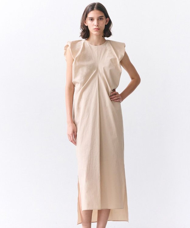 BEIGE， MALLOW / コットンタック バルーンスリーブドレス Beige