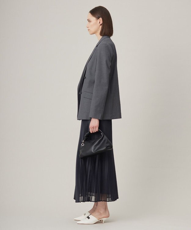 ICB 【接触冷感・UVケア・撥水・洗える】LooseWeave ダブルブレストジャケット チャコール系