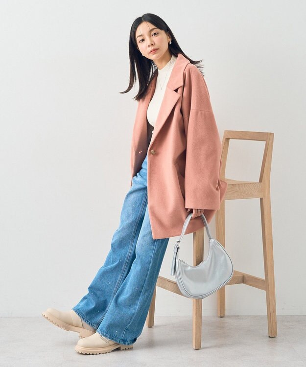 earth music&ecology オーバーテーラードジャケット　シャギー Pink