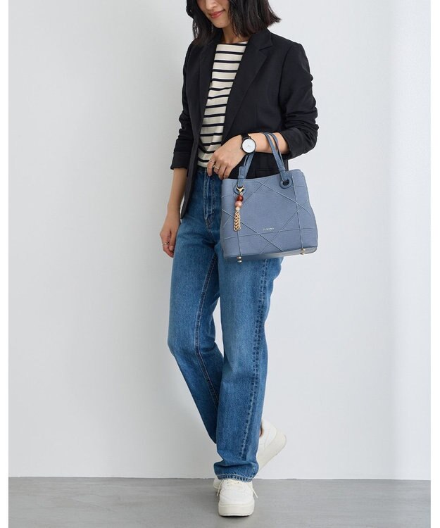 MioFIRANO カジュアルシッククロスラインハンドバッグ 2WAY チャーム付き　FIRANO フィラノ BLUE