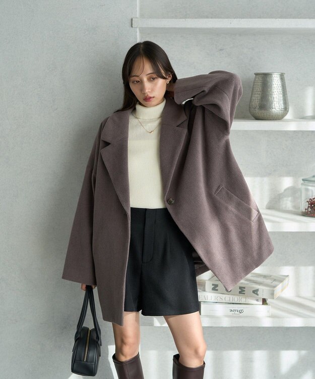 earth music&ecology オーバーテーラードジャケット　シャギー Dark Brown