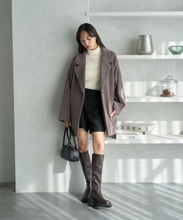 earth music&ecology オーバーテーラードジャケット　シャギー Dark Brown