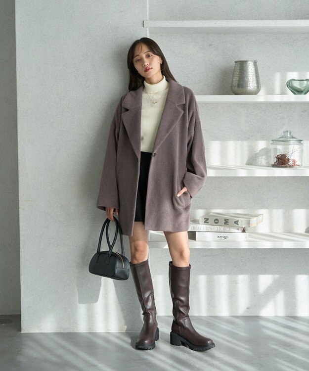 earth music&ecology オーバーテーラードジャケット　シャギー Dark Brown