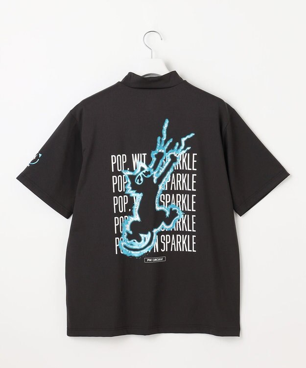 PW CIRCULUS 【吸水速乾 / UV遮蔽率99.5% UVカット / ストレッチ】【MEN】アニマルグラフィックモックT ゴルフ ブラック系