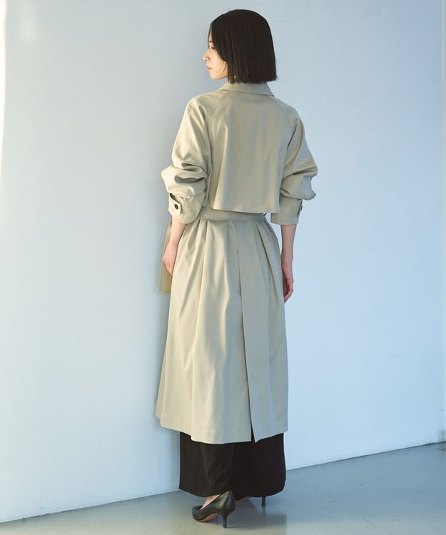 UNFILO 【洗える】ロングトレンチコート ベージュ
