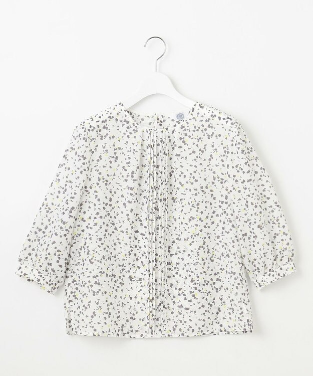 J.PRESS LADIES 【洗える】スパンローンフラワープリント クルーネック ブラウス オフベース系
