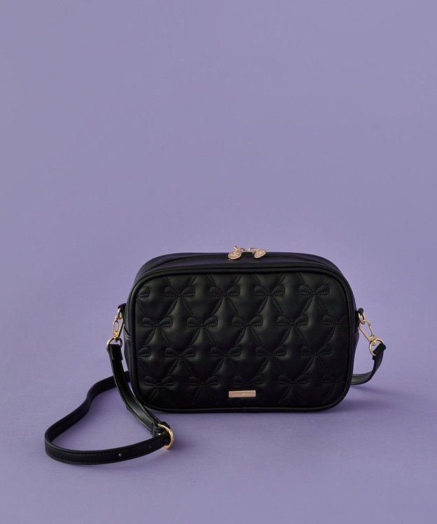 Maison de FLEUR リボンキルティングスクエアポシェット Black