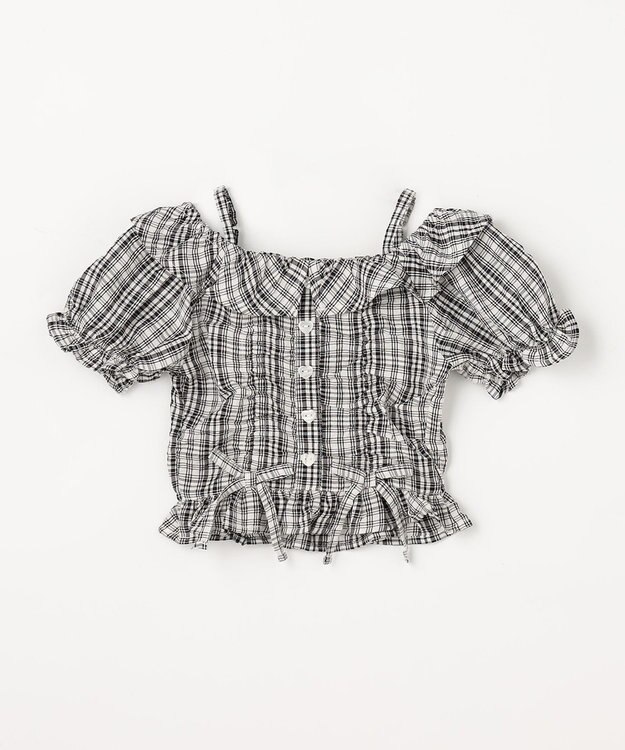 ANY KIDS 【洗濯機可能】2WAY チェックブラウス ブラック