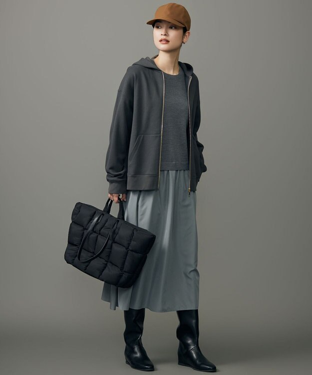 自由区 L クリアループバックジップ パーカー スレート