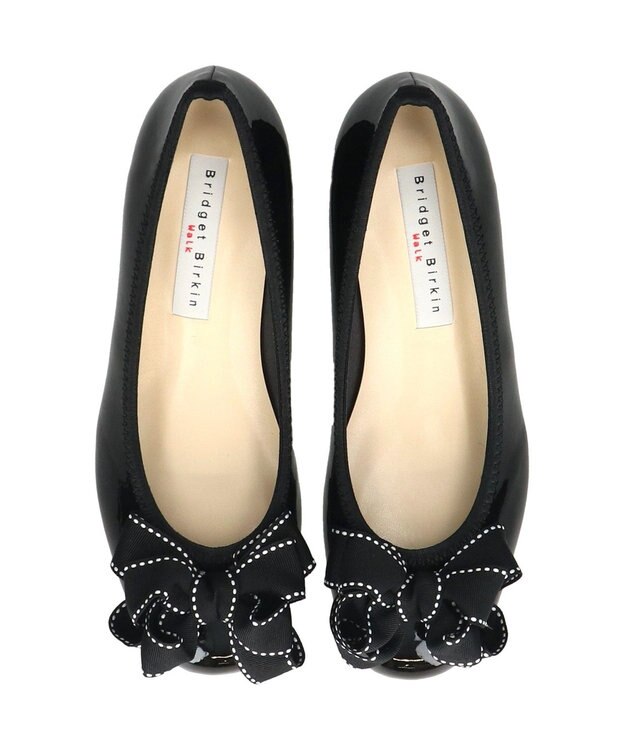 Bridget Birkin ＜3E＞【Bridget Birkin Walk】ステッチリボンウォーキングパンプス ブラックエナメル