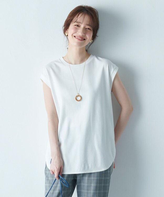 ANY L 【接触冷感/UVケア】ビューティベーシックノースリーブテールTシャツ オフ