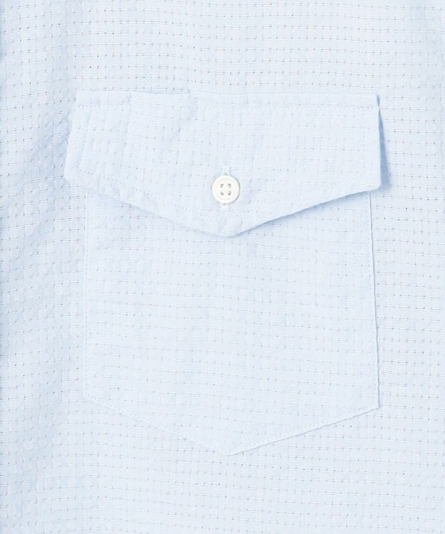 J.PRESS MEN 真夏を乗り切る爽快感と機能性【吸水速乾 / 接触冷感 / 高通気性 / ウォッシャブル】サッカー シャツ / B.D. サックスブルー系