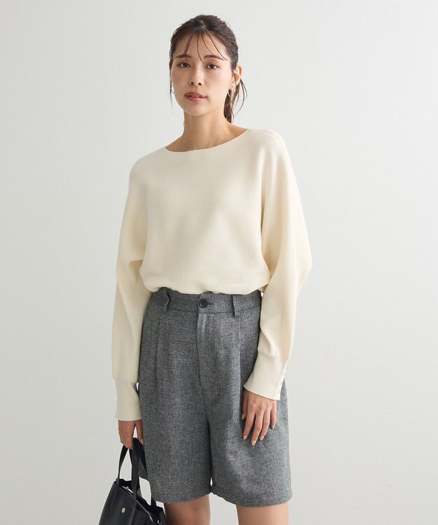 Green Parks もちやわ袖釦ドルマンニットプルオーバー Off White