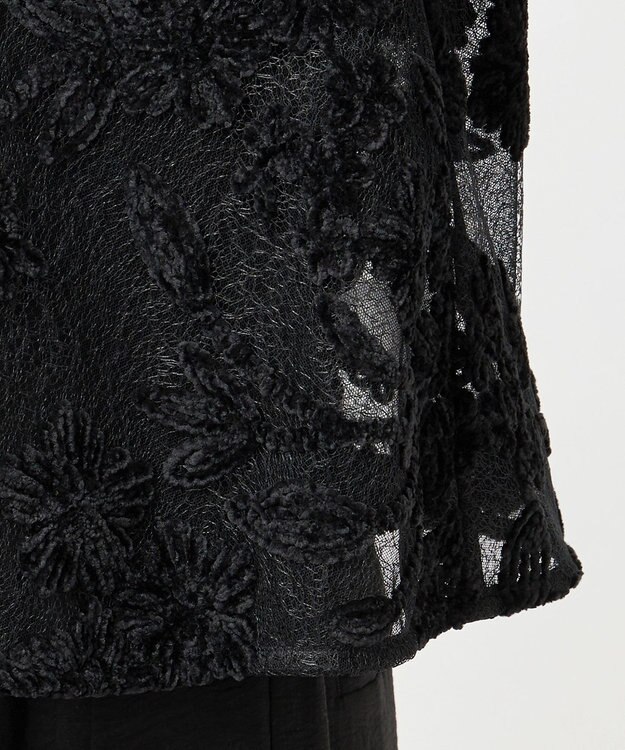 23区 【GOLD LABEL】フロッキーエンブロイダリー ブラウス ブラック系