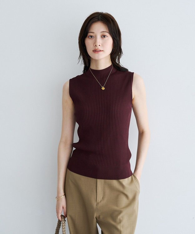 YECCA VECCA ハイネックノースリーブニット Brown