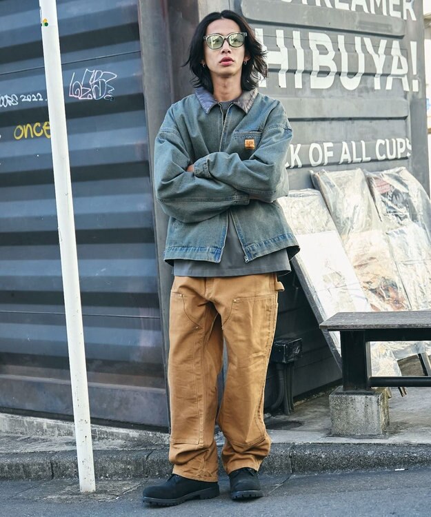 WEGO 【ユニセックス着用ITEM/MLサイズ展開】ワーカーズデニムZIPジャケット デニム淡加工色