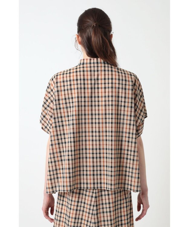 DAKS コットンボイル アシンメトリー ブラウス ハウスチェック