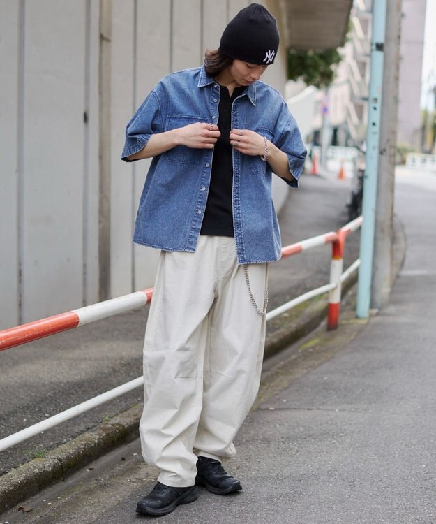 WEGO 【ユニセックス着用ITEM/MLサイズ展開】カラーデニムシャツ（SS） デニム淡加工色