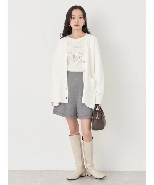 earth music&ecology やわらかタッチＶネックカーディガン Off White