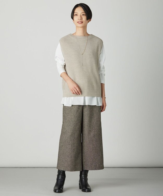 J.PRESS LADIES S ラメツイード クロップド パンツ ブラウン系