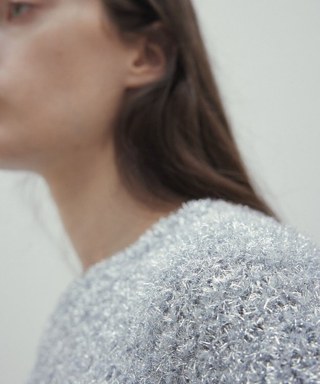 BEIGE， 【洗える・Precious 4月号掲載】TRITOMA / ラメクルーネック半袖ニット Silver