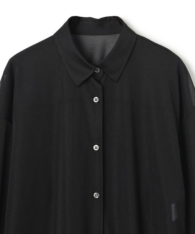 uncrave トリコットシフォン ロングシャツ ブラック