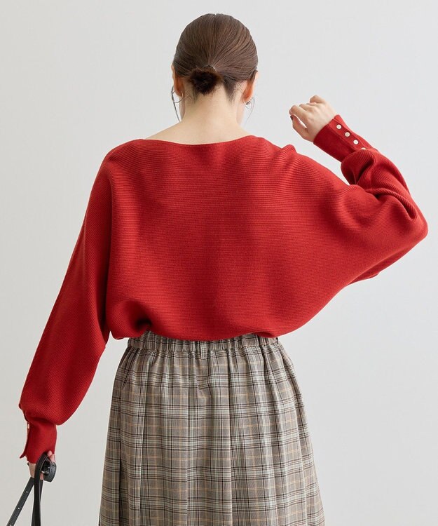 Green Parks もちやわ袖釦ドルマンニットプルオーバー Red