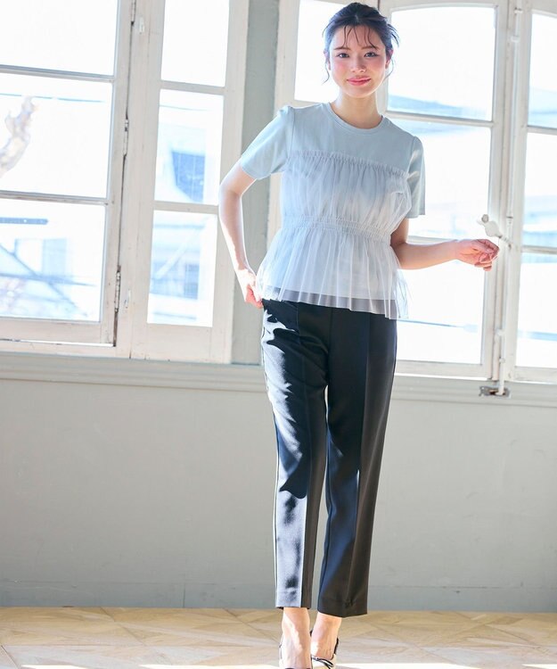 Feroux チュールコンビカットソー スカイブルー系