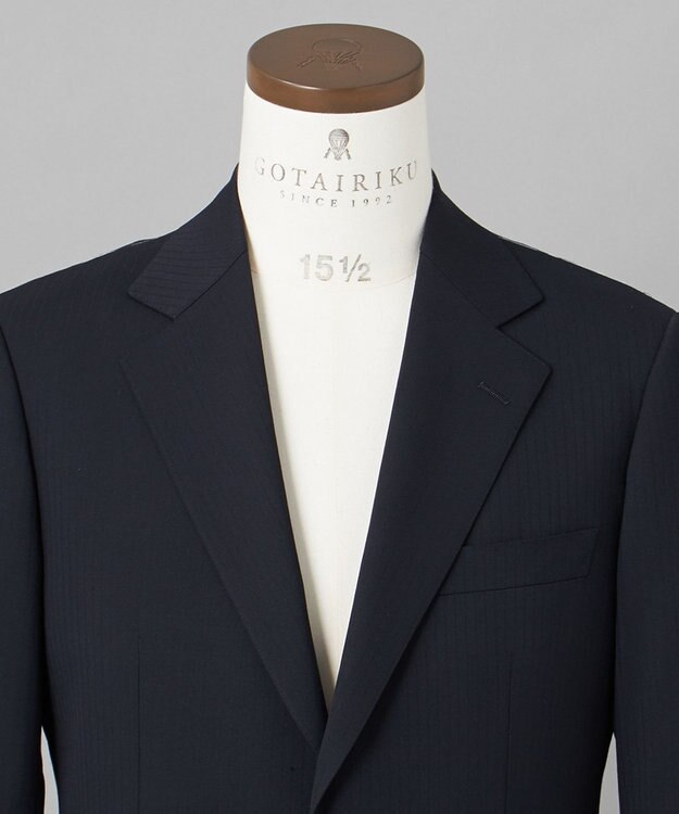 GOTAIRIKU オールシーズン対応【御幸毛織】WOOL×SOLOTEX ストレッチスーツ（ネイビーストライプ） ネイビー系1