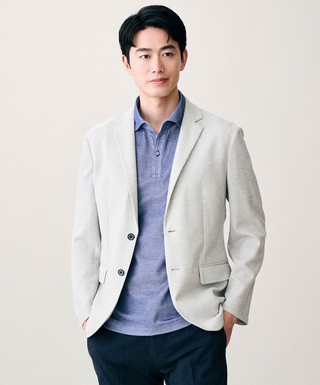 JOSEPH ABBOUD 【キングサイズ・JAPANファブリック/軽量/ジャージー素材】 サマージャージージャケット ライトグレー系