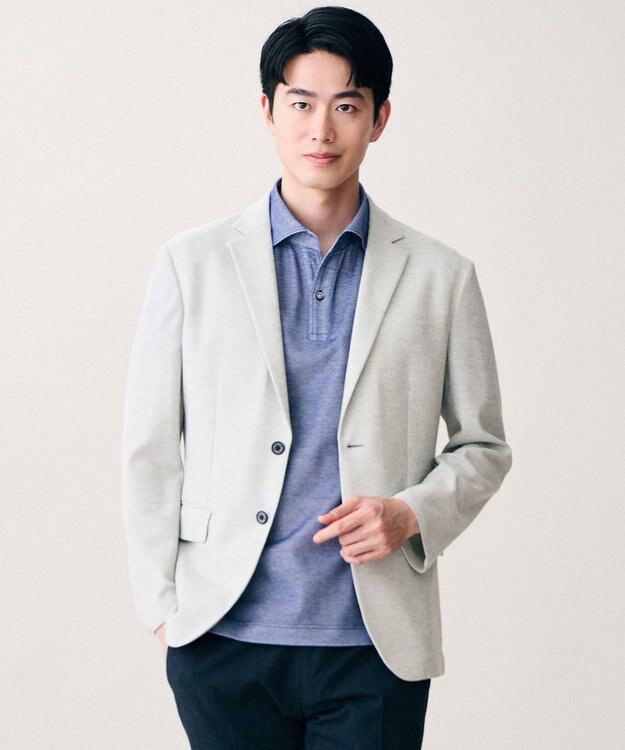 JOSEPH ABBOUD 【キングサイズ・JAPANファブリック/軽量/ジャージー素材】 サマージャージージャケット ライトグレー系