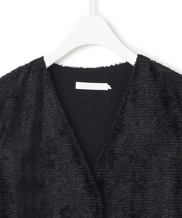 ICB ダイヤカットジャカードブラウス ブラック系