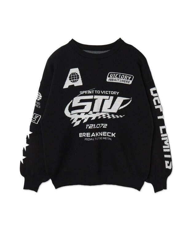 WEGO スポーツグラフィックジャガードニット ブラック