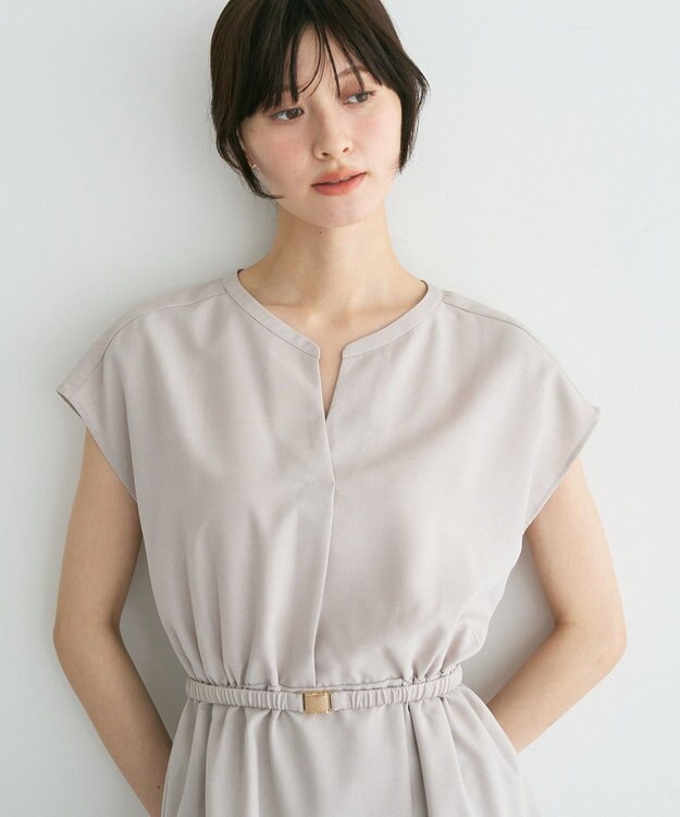 YECCA VECCA リネンライクスキッパーワンピース Light Beige