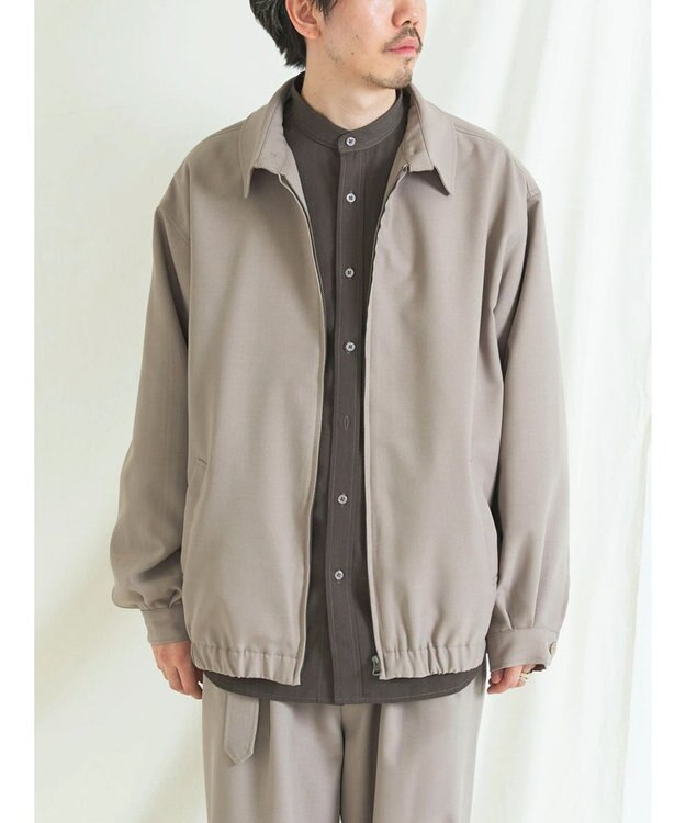 CRAFT STANDARD BOUTIQUE ポリエステルツイルスポーツジャケット Gray Beige
