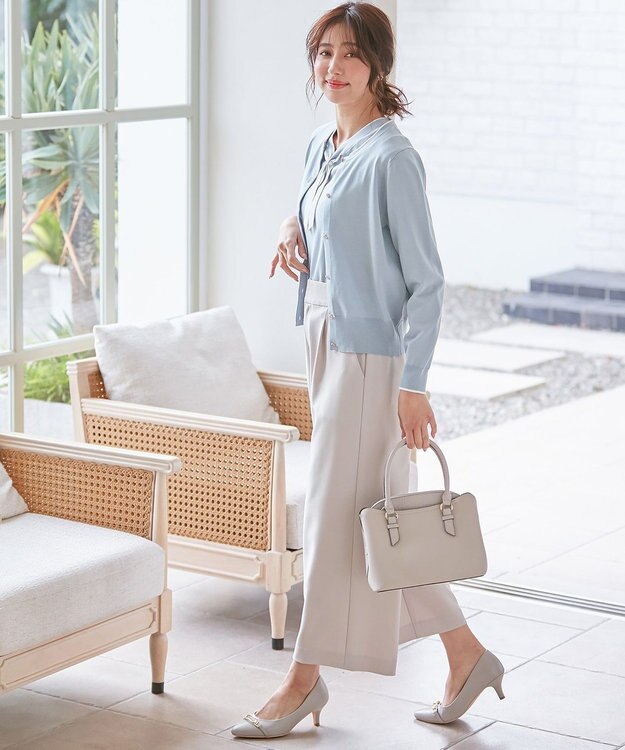 ANY SIS 【洗える】ベルトポイントワイド パンツ アイボリーベージュ