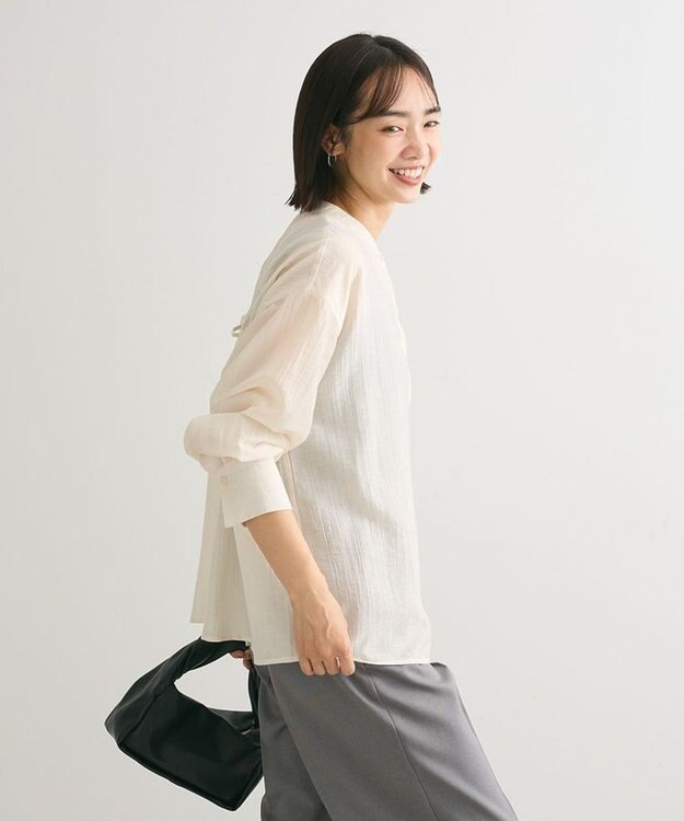 Green Parks バックシャンバンドカラーシャツ Beige